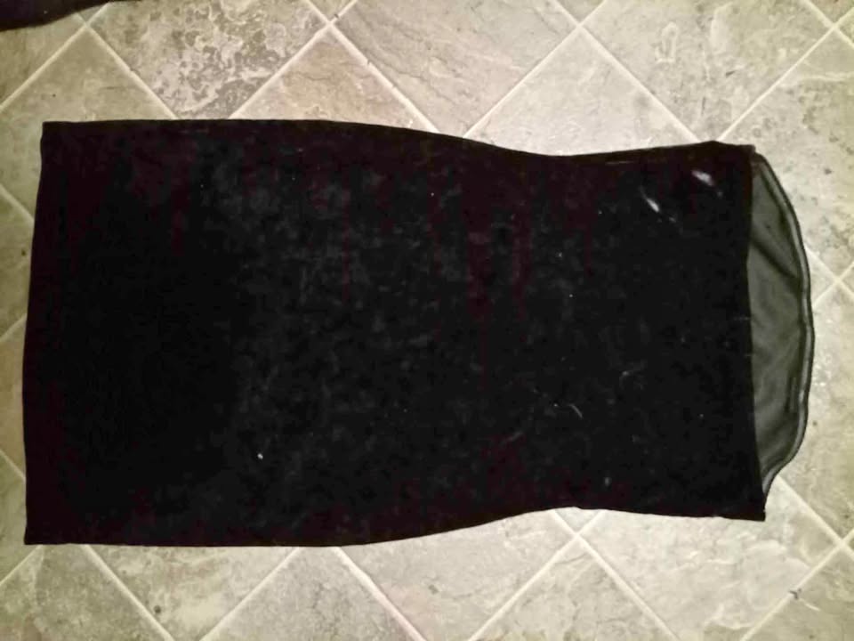 Velvet bodycon dress.