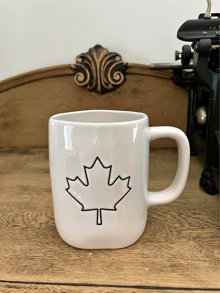 Rae Dunn 2023 Canada Day Mug Black Maple Leaf
