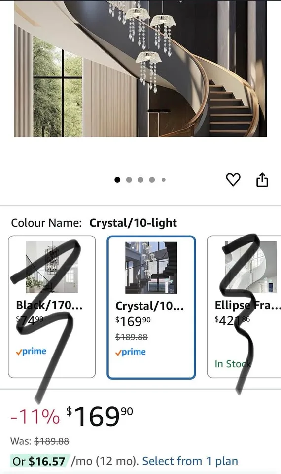GEADI Crystal Chandelier 10-Light w/ Remote image indicator(2)