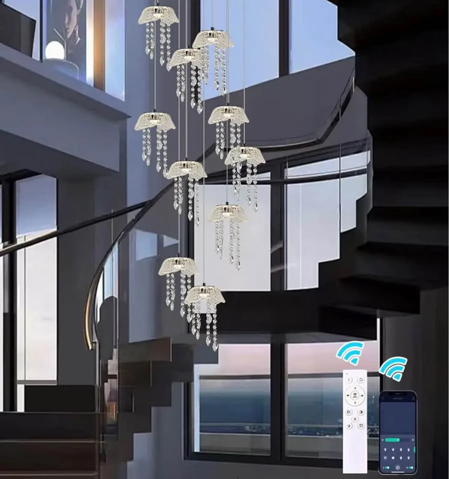 GEADI Crystal Chandelier 10-Light w/ Remote image indicator(3)