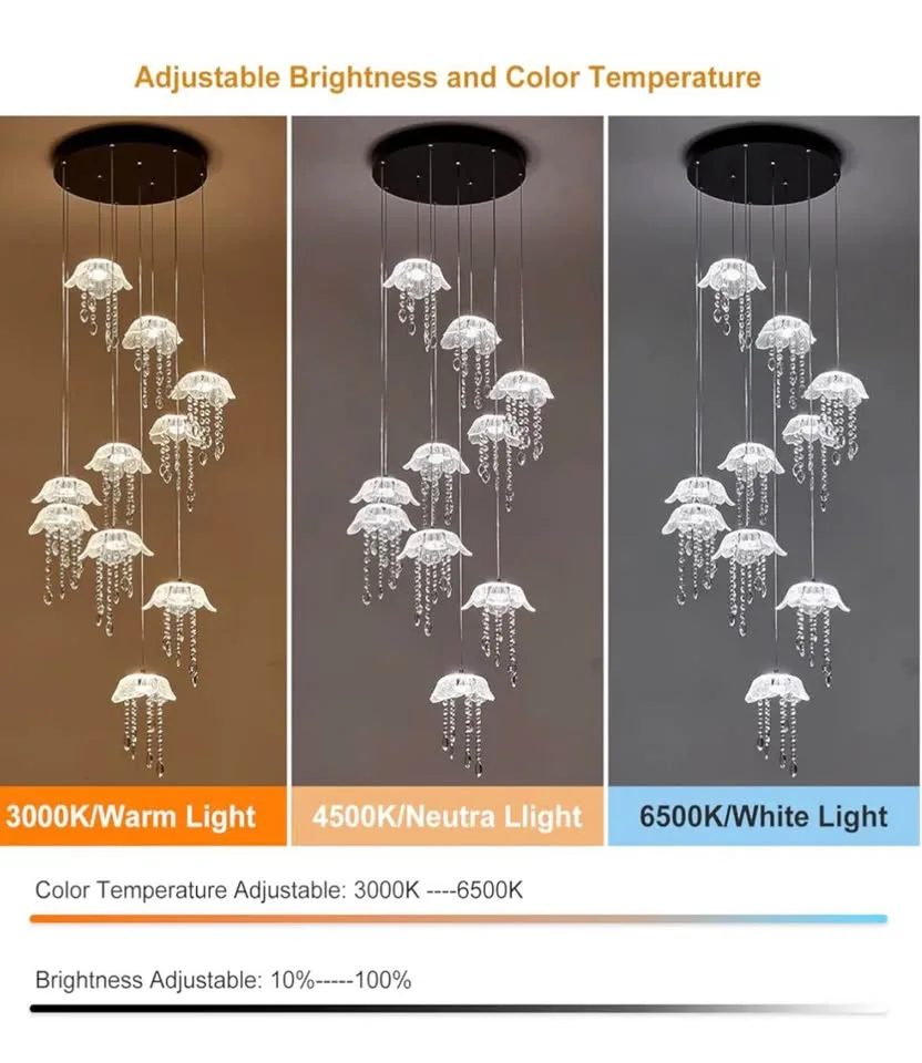 GEADI Crystal Chandelier 10-Light w/ Remote image indicator(5)