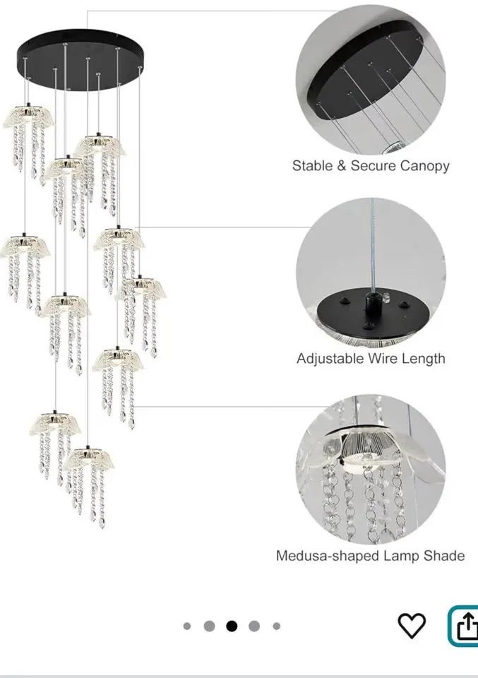 GEADI Crystal Chandelier 10-Light w/ Remote image indicator(8)