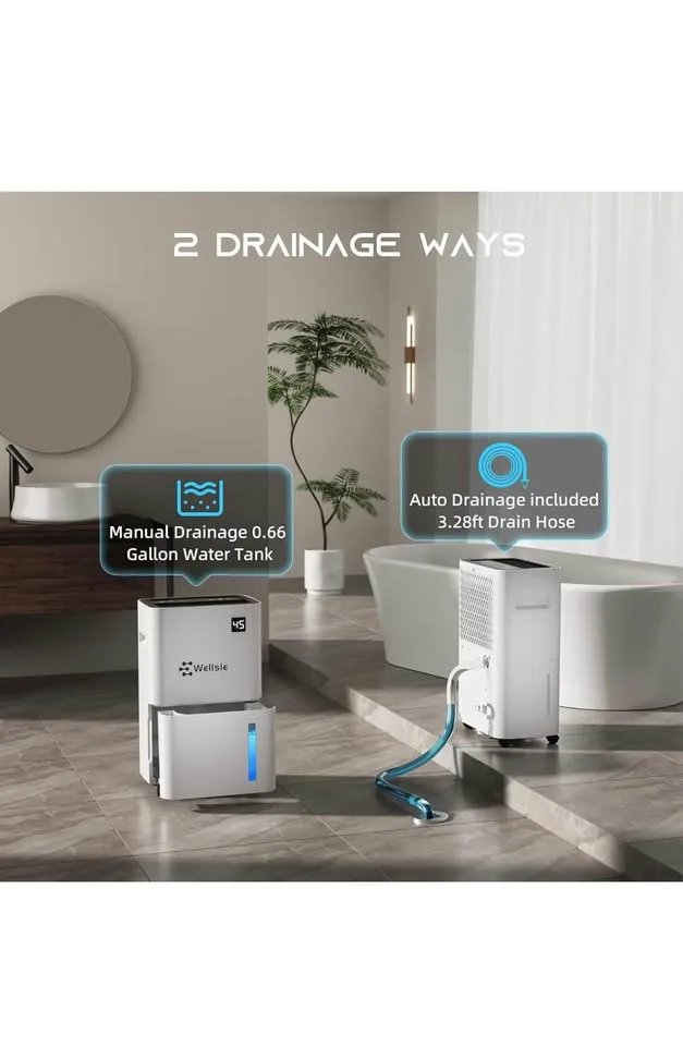 Wellsle Dehumidifier 50 Pint w/ Smart Humidity Control image indicator(6)
