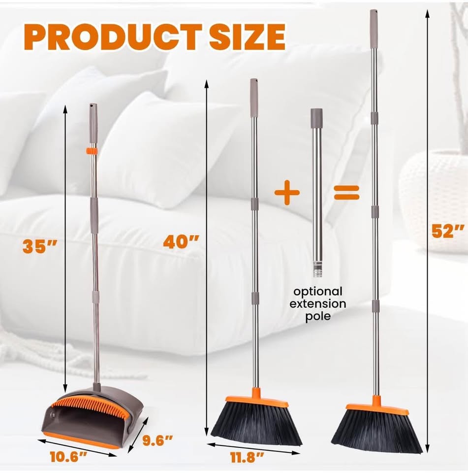 (New) Upright Broom & Dustpan Set - photo 3