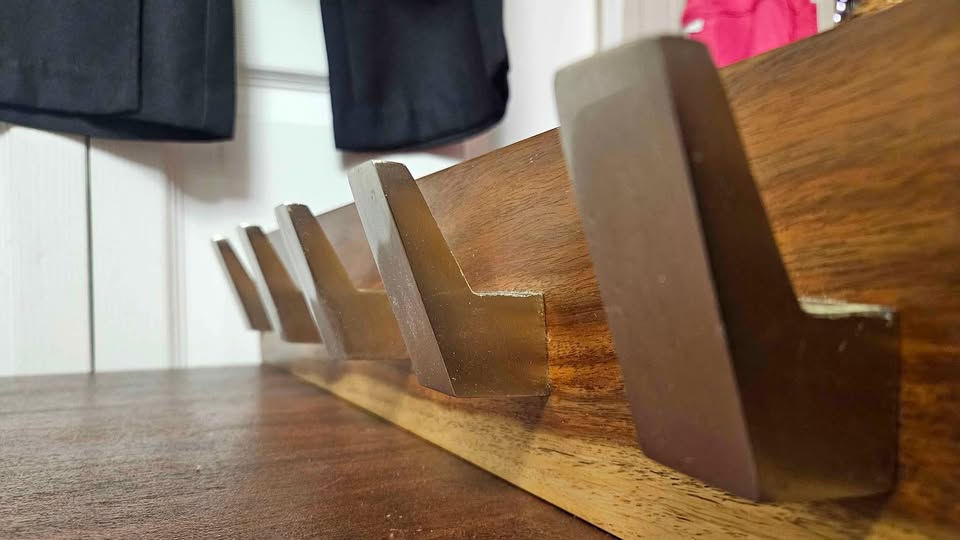 Modern Wall/Door Mounted Coat Rack - Real Wood
