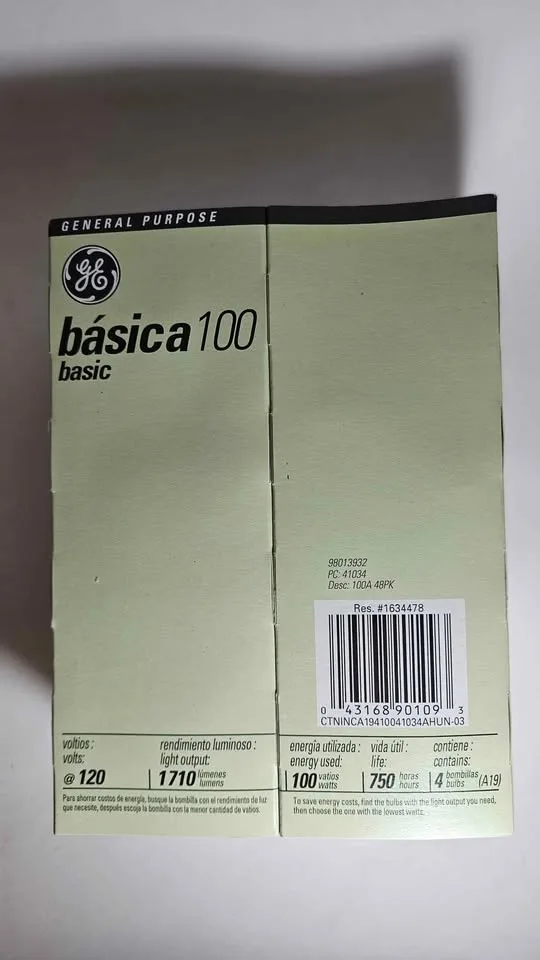 3 Boxes GE Basic 100 Watt Light Bulbs (4 Bulbs Per Box) image indicator(4)