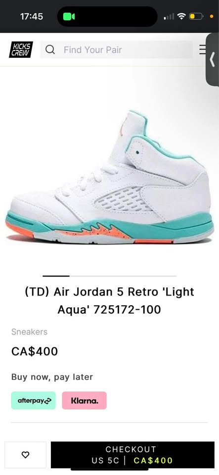 JORDAN 5 LIGHT AQUA / MIAMI