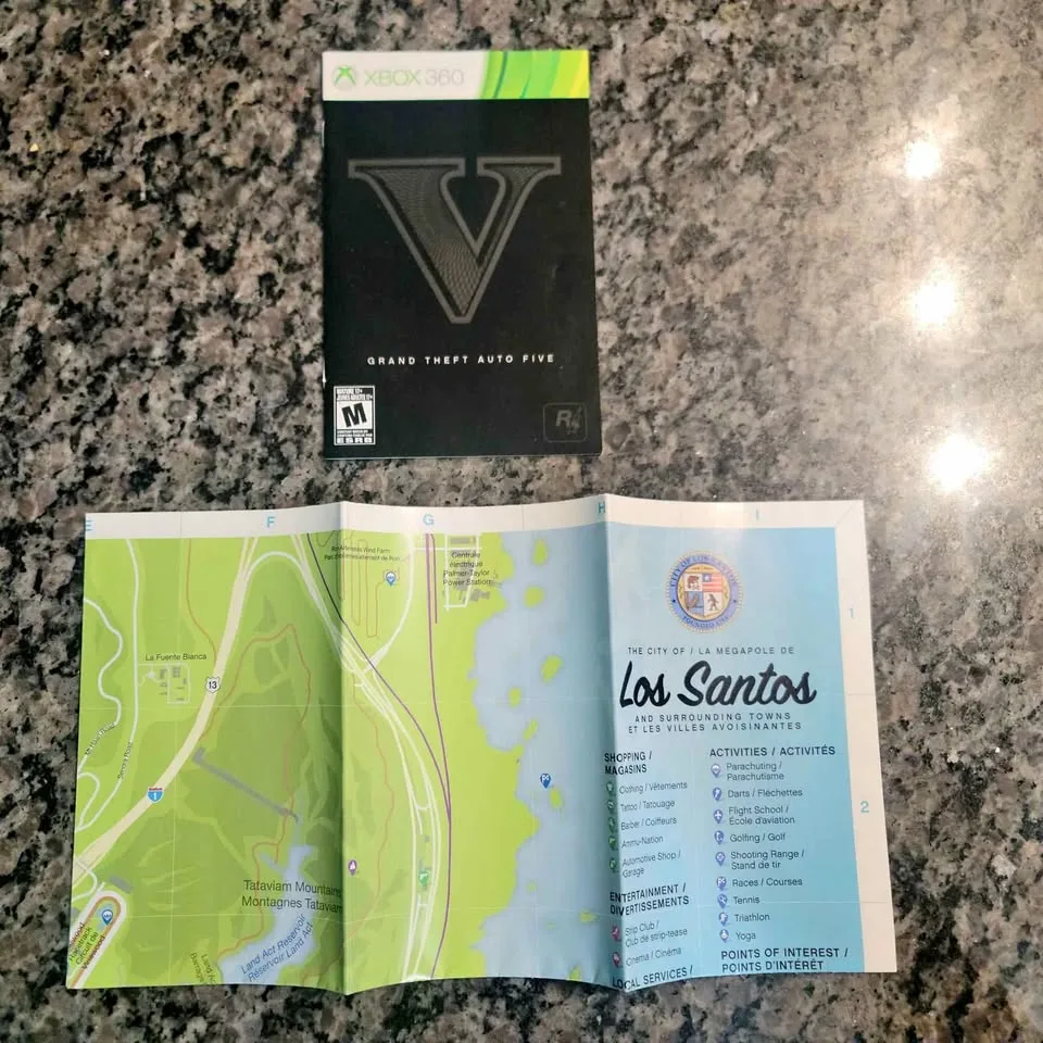 GTA 5 / Grand Theft Auto V - Manual + Map (Xbox 360)