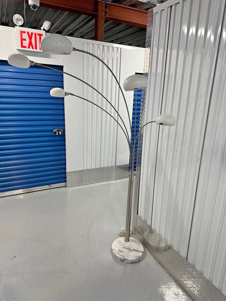 Arc Floor 5 Arm Lamp With Marble Base Glass Shades 6ft+ Tall