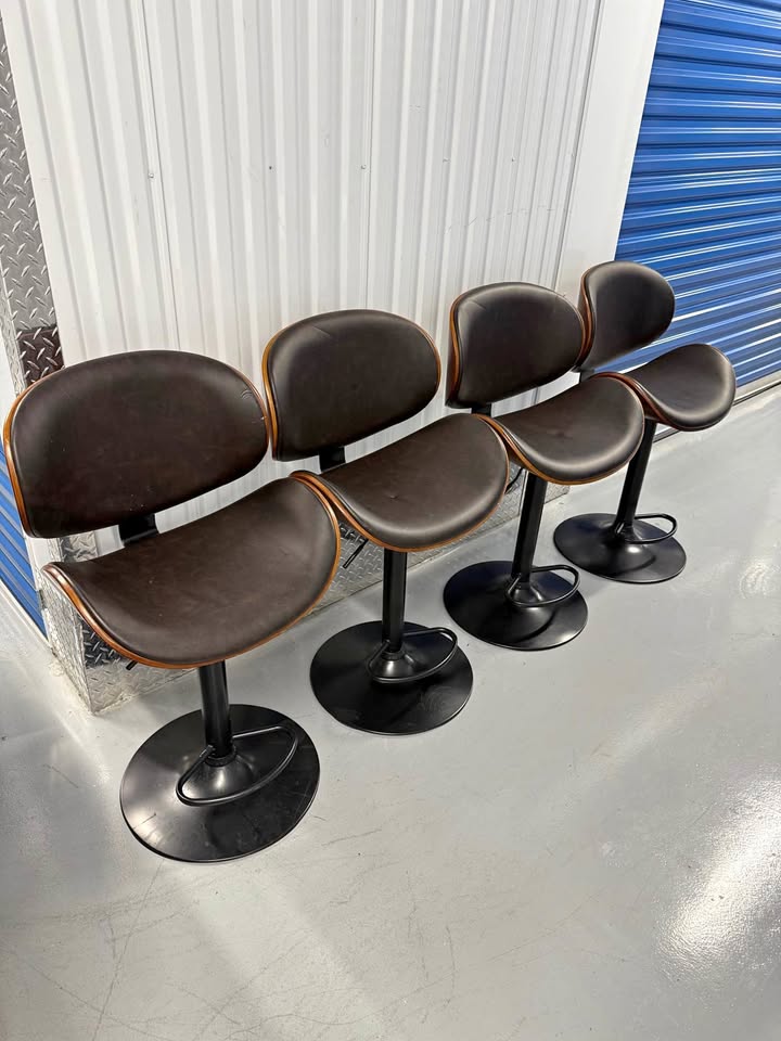 Set of 4 Ashley Bar Stools Black & Walnut