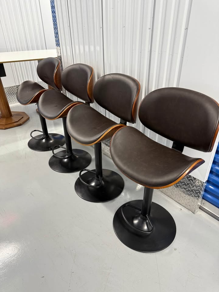 Set of 4 Ashley Bar Stools Black & Walnut - photo 2