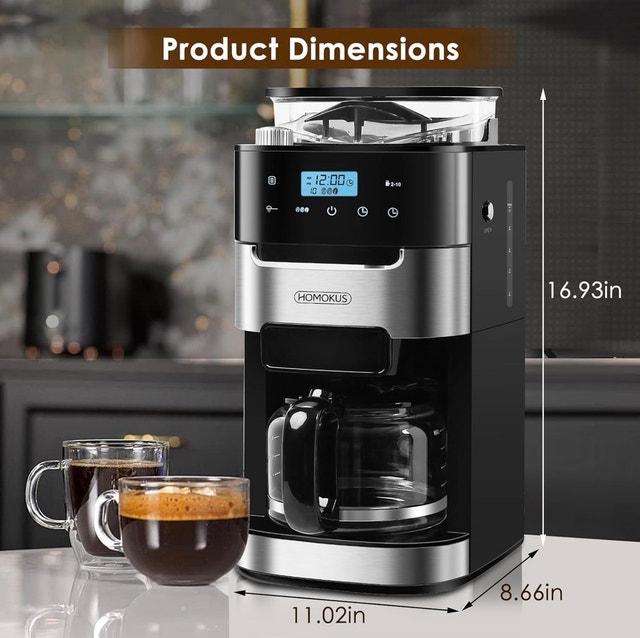 Programmable 10-Cup Coffee Maker with Grinder, Touch Screen, 1.5 - photo 2