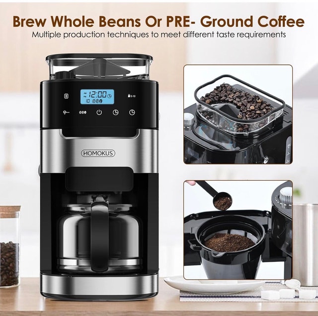 Programmable 10-Cup Coffee Maker with Grinder, Touch Screen, 1.5 - photo 4