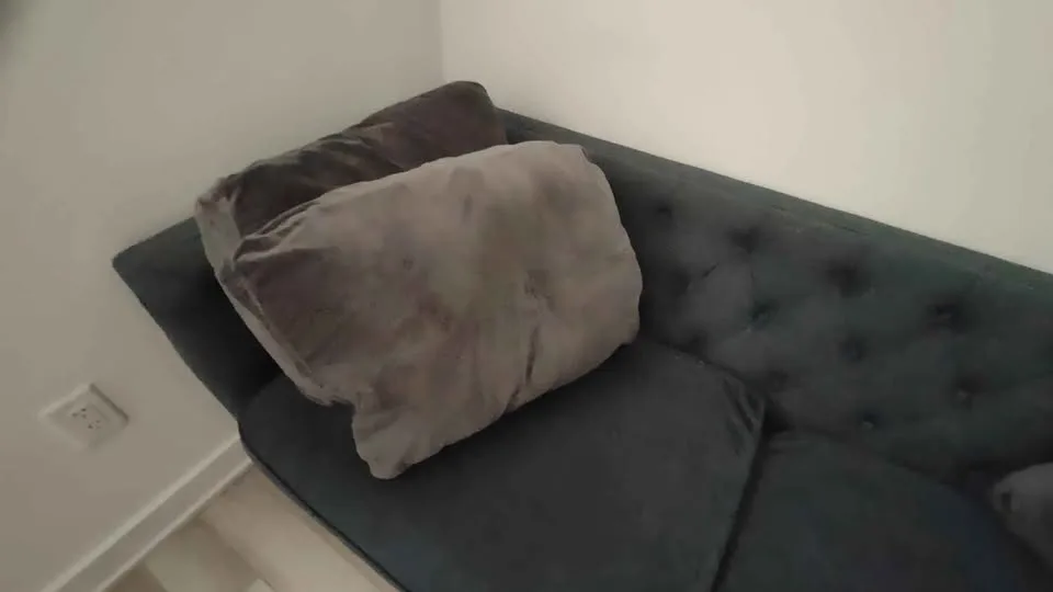 Green Two-Seater Velvet Sofa with Throw Pillows image indicator(4)