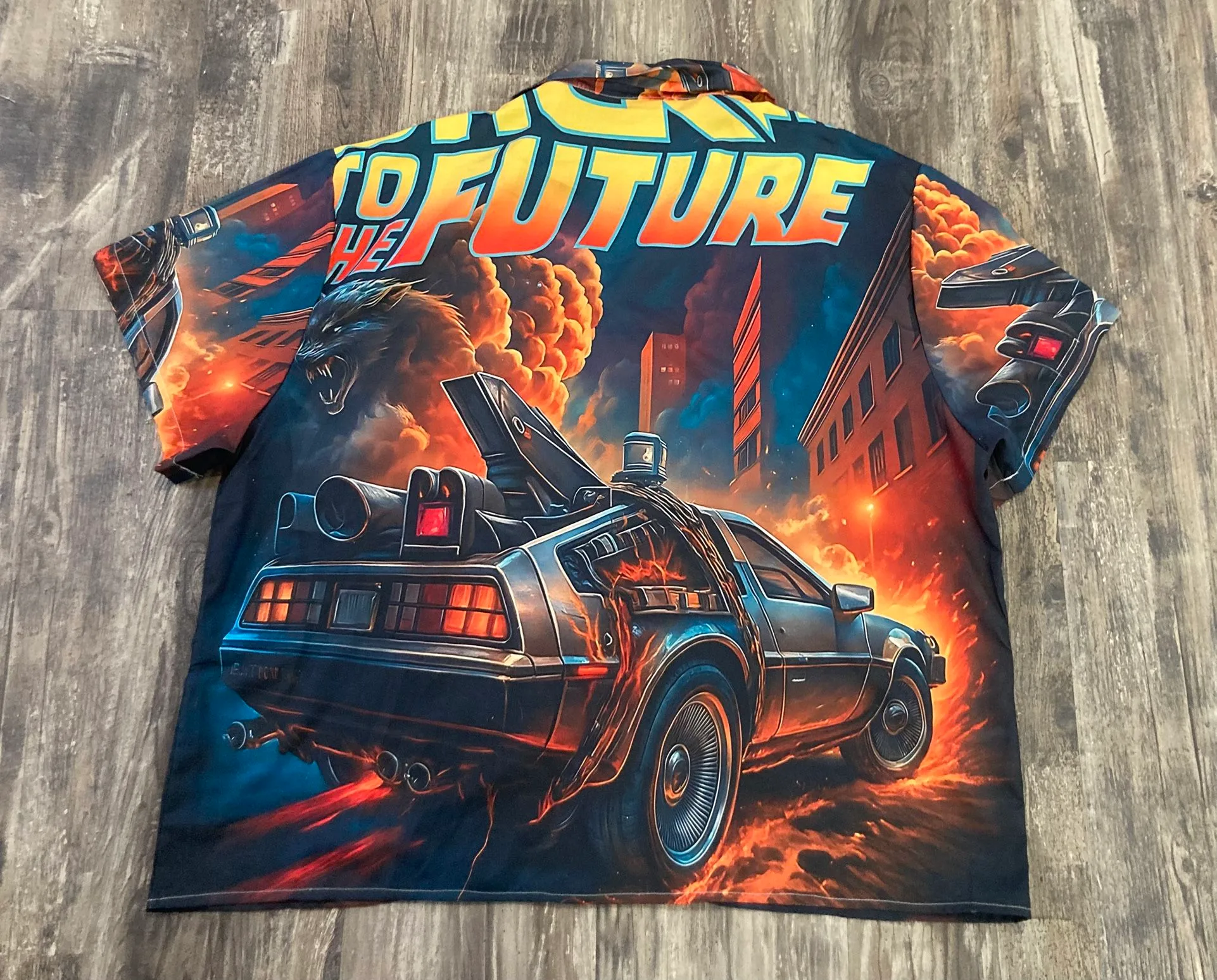 Back To The Future All Over Print Button Up Graphic Shirt Adult image indicator(2)