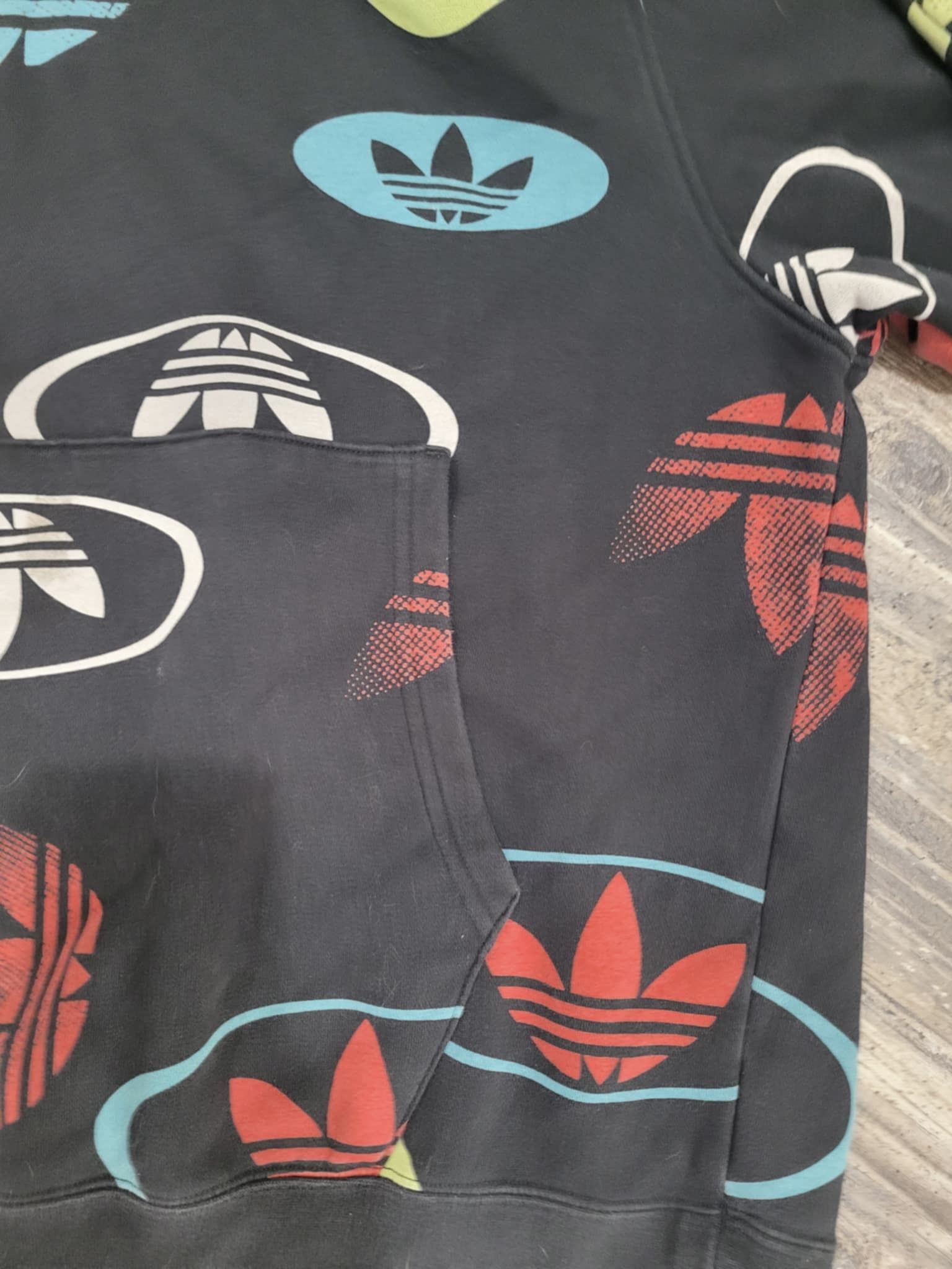 Vintage ADIDAS All Over Logo Hoodie Mens XL - No Tag! - photo 2