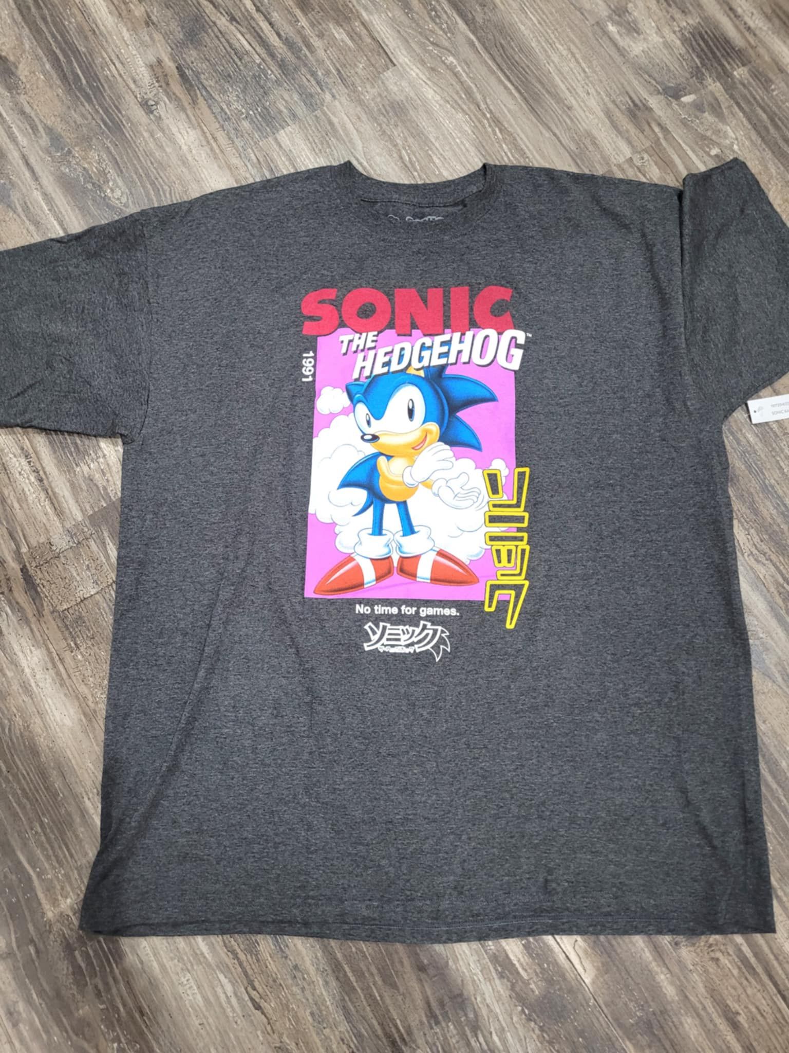 Sega Sonic The Hedgehog Graphic Print Gray Shirt XXL