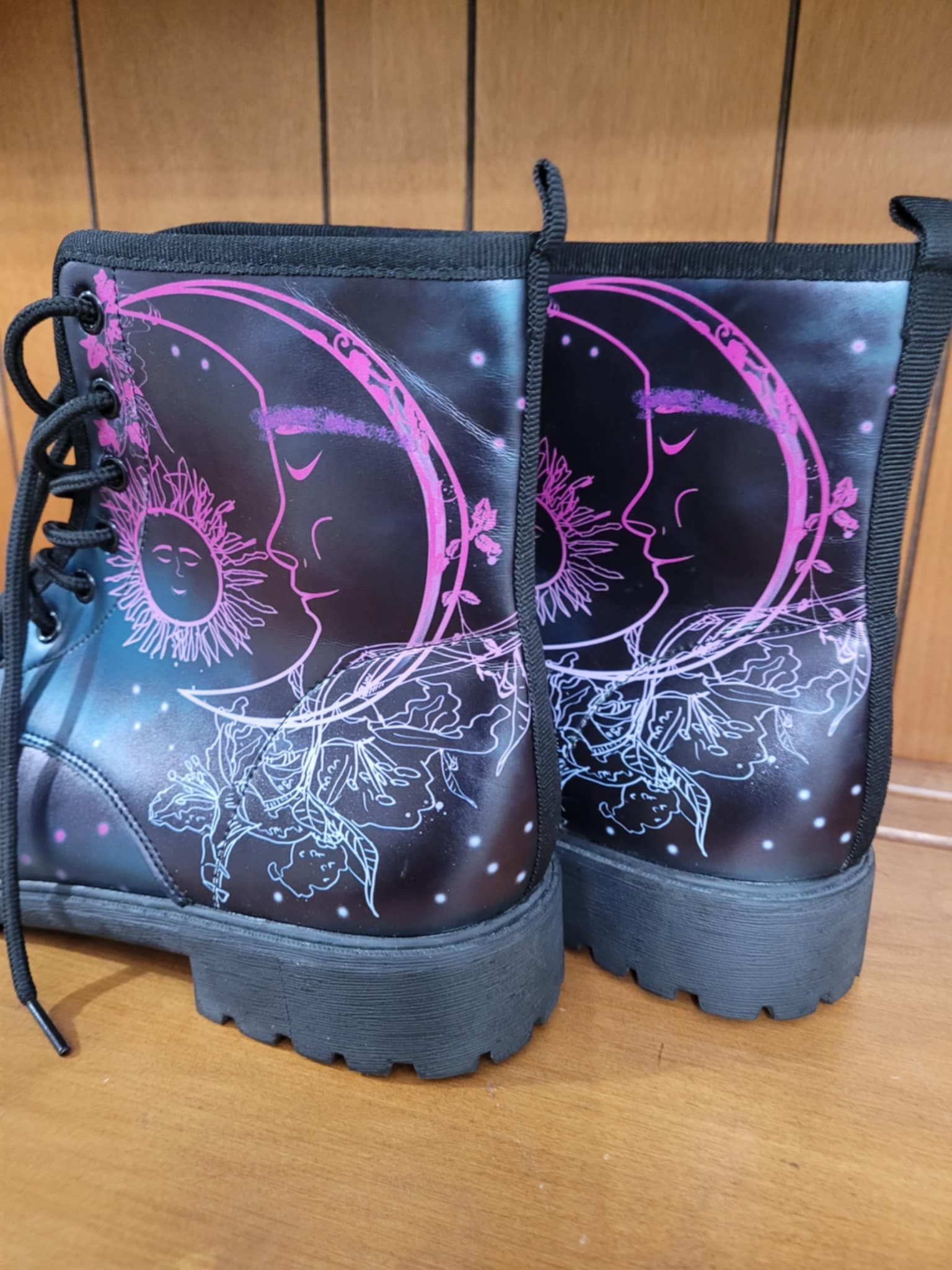 Iridescent Sun Moon Stars Astrology Purple Pink Doc Like Boots A - photo 2