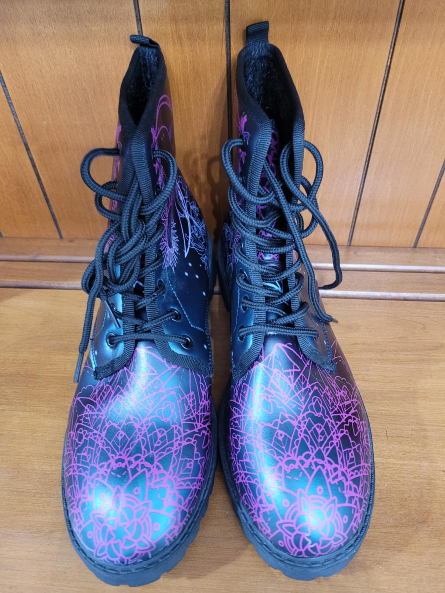 Iridescent Sun Moon Stars Astrology Purple Pink Doc Like Boots A - photo 5