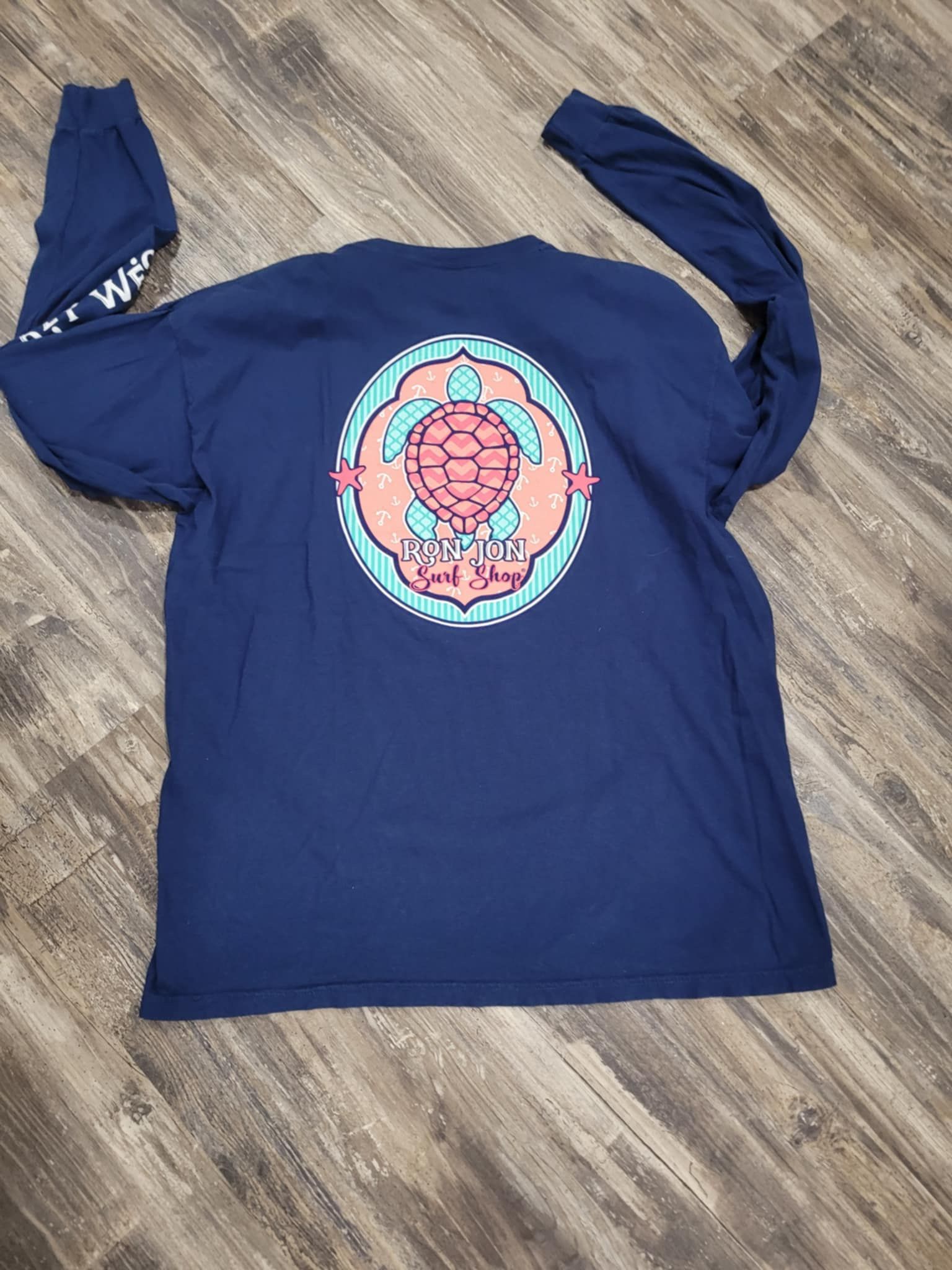 Vintage Key West RON JON Surf Shop Sea Turtle Blue Long Sleeve S