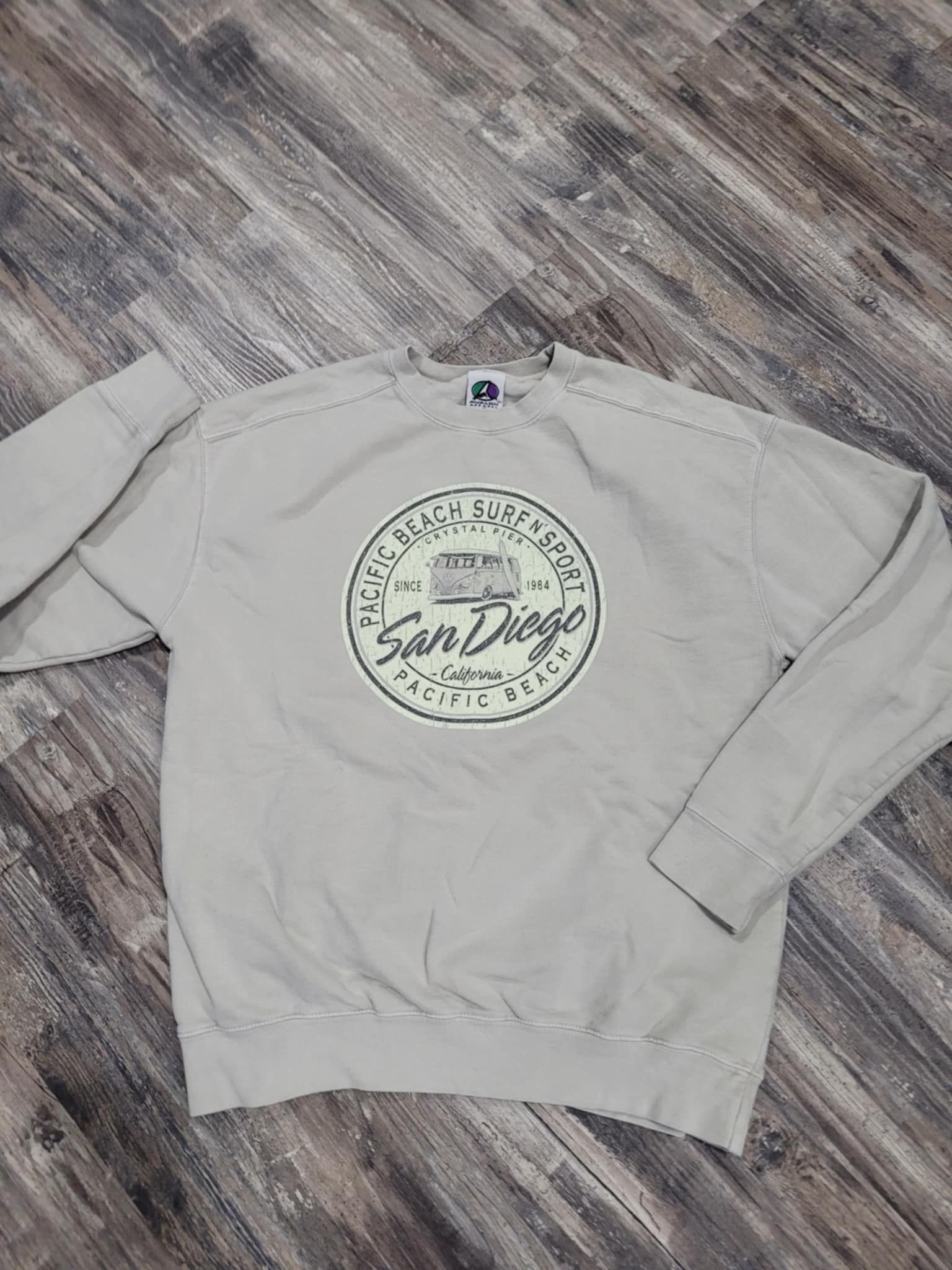 Vintage VW Bus Beige Tan Sweatshirt Adult Size Medium