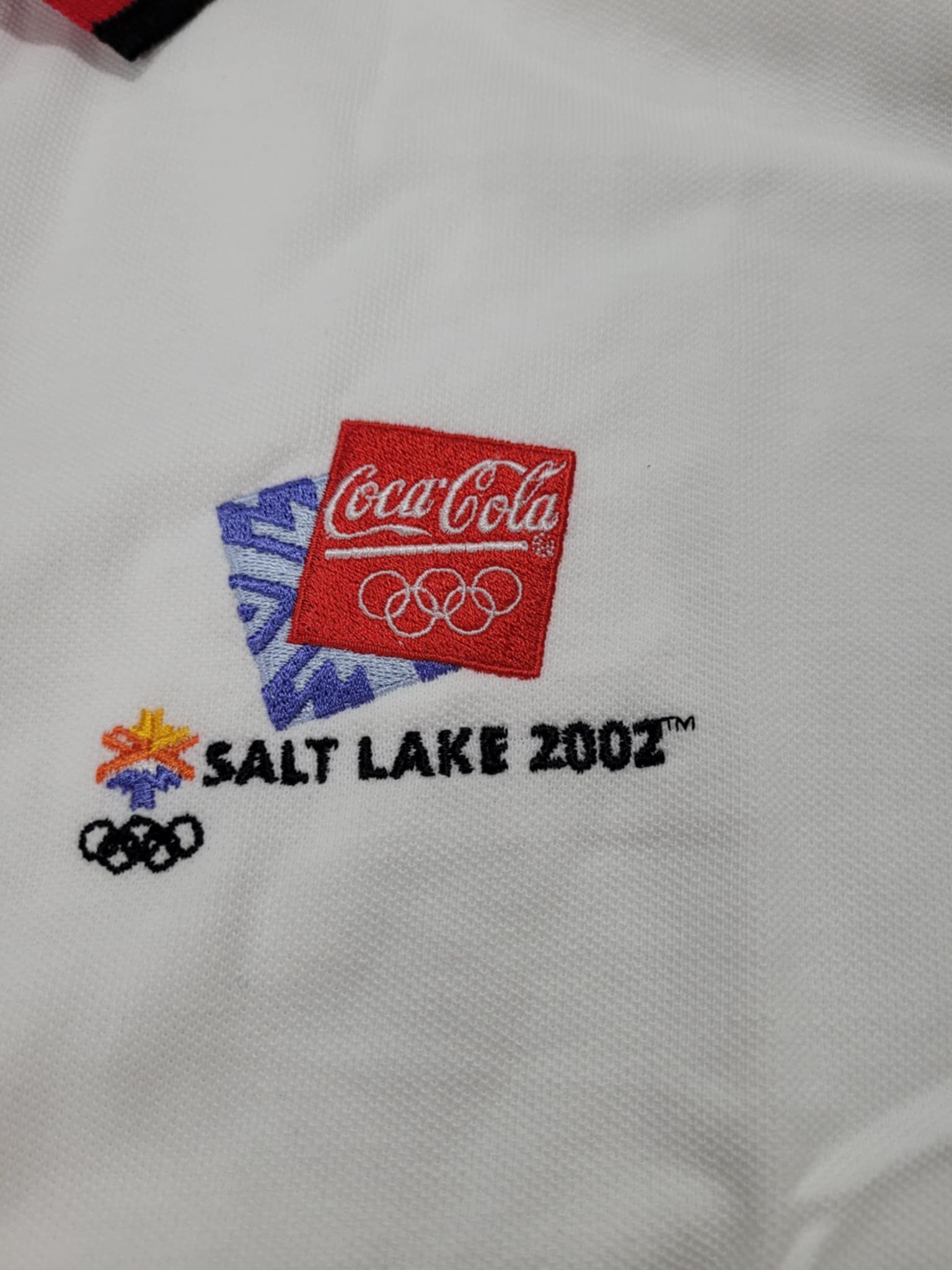 Vintage NWOT Coke Salt Lake 2002 USA Olympics Polo Shirt L - photo 3