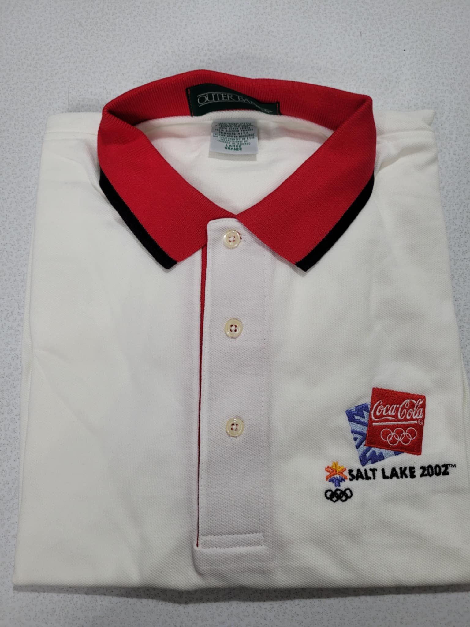 Vintage NWOT Coke Salt Lake 2002 USA Olympics Polo Shirt L - photo 4