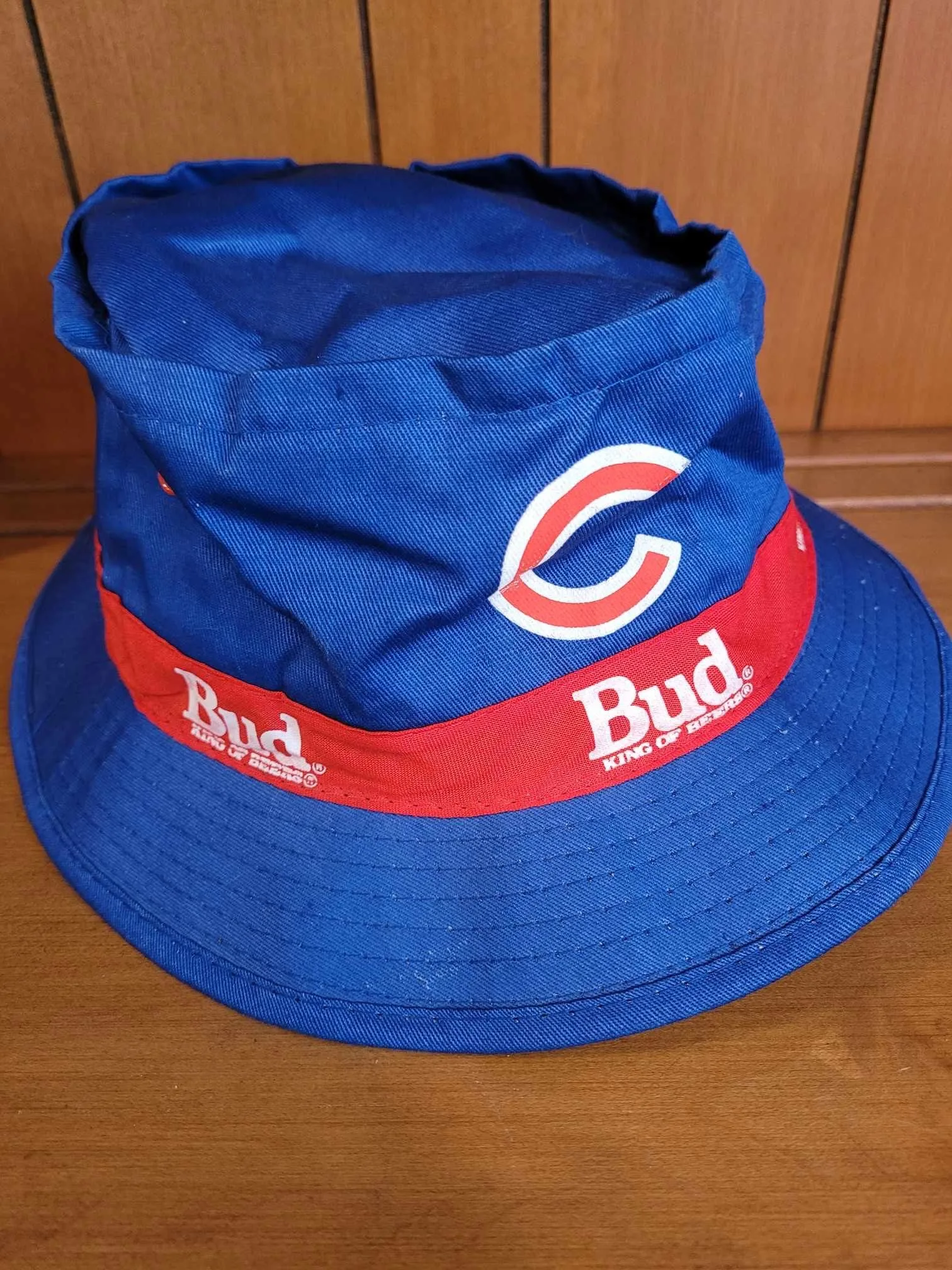 Vintage MLB Chicago Cubs Baseball Budweiser Blue Bucket Hat Cap thumbnail