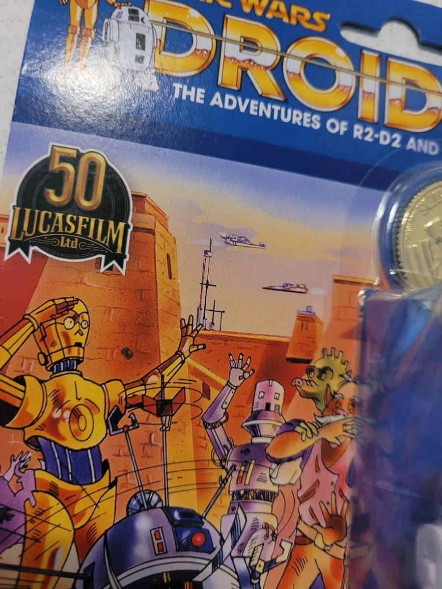 Vintage Disney Star Wars DROIDS R2D2 Action Figure Toy & Coin image indicator(4)