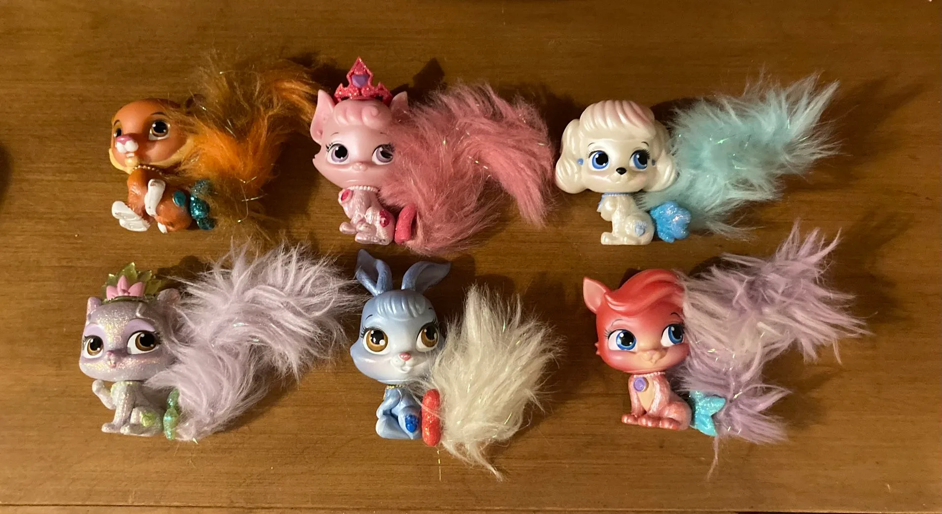 Lot Of 6 Disney Princess Palace Furry Tail Pets Sparkle Glitter thumbnail