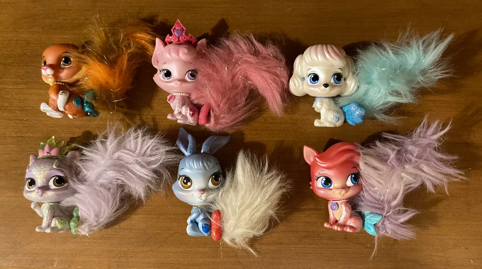 Lot Of 6 Disney Princess Palace Furry Tail Pets Sparkle Glitter image indicator(11)