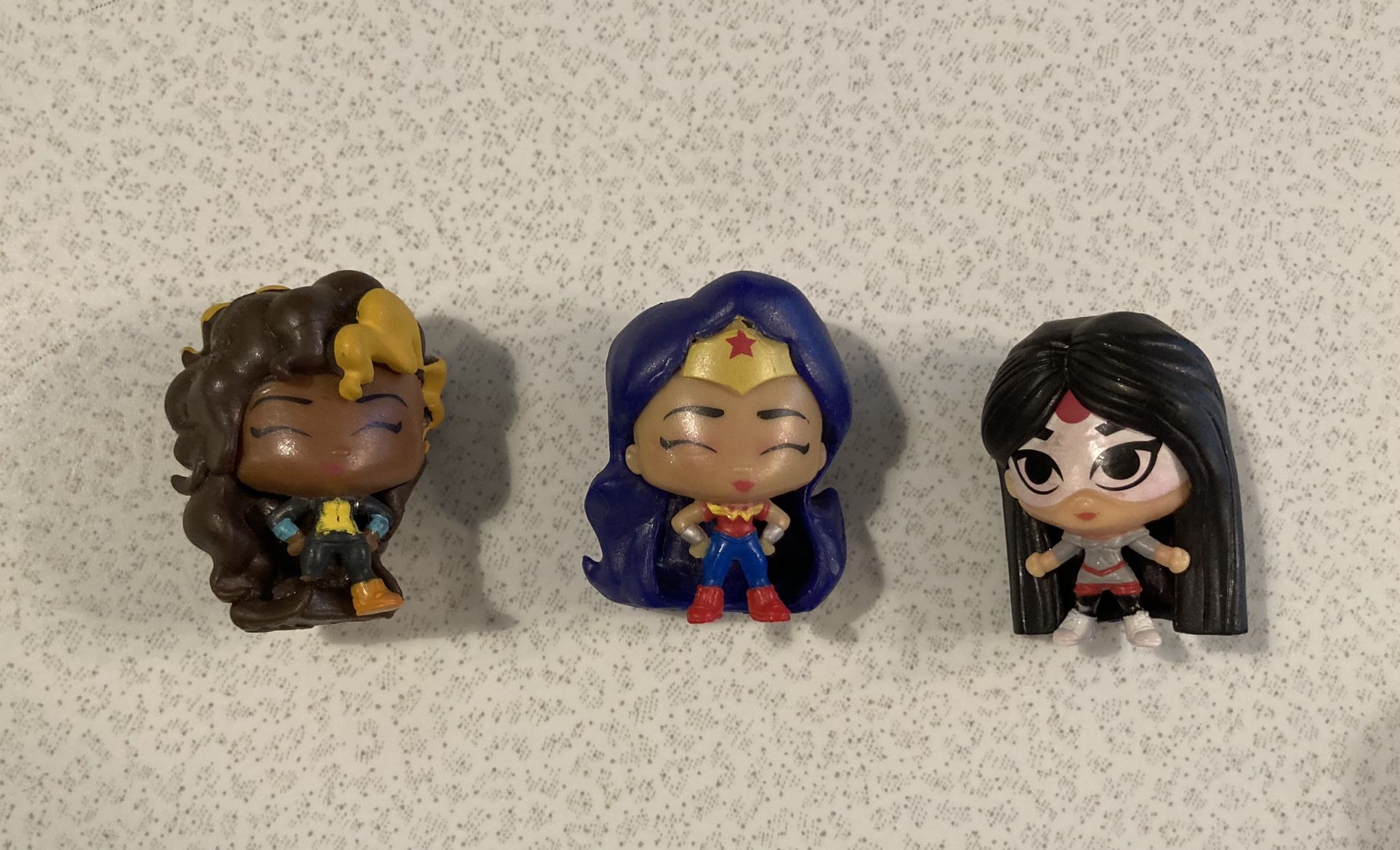 Lot Of 3 DC Comics Super Hero Girls Squishy Mini Figure Doll Toy