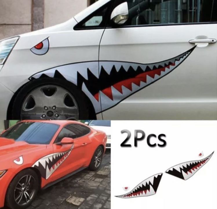 Tiger Shark Mouth WWII Fighter Plane 59 Inch Vinyl Sticker