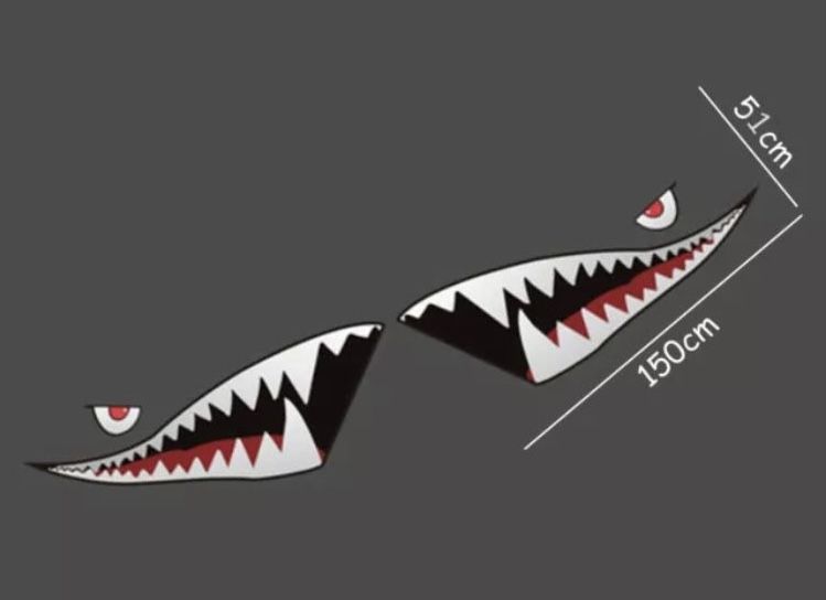 Tiger Shark Mouth WWII Fighter Plane 59 Inch Vinyl Sticker - photo 2