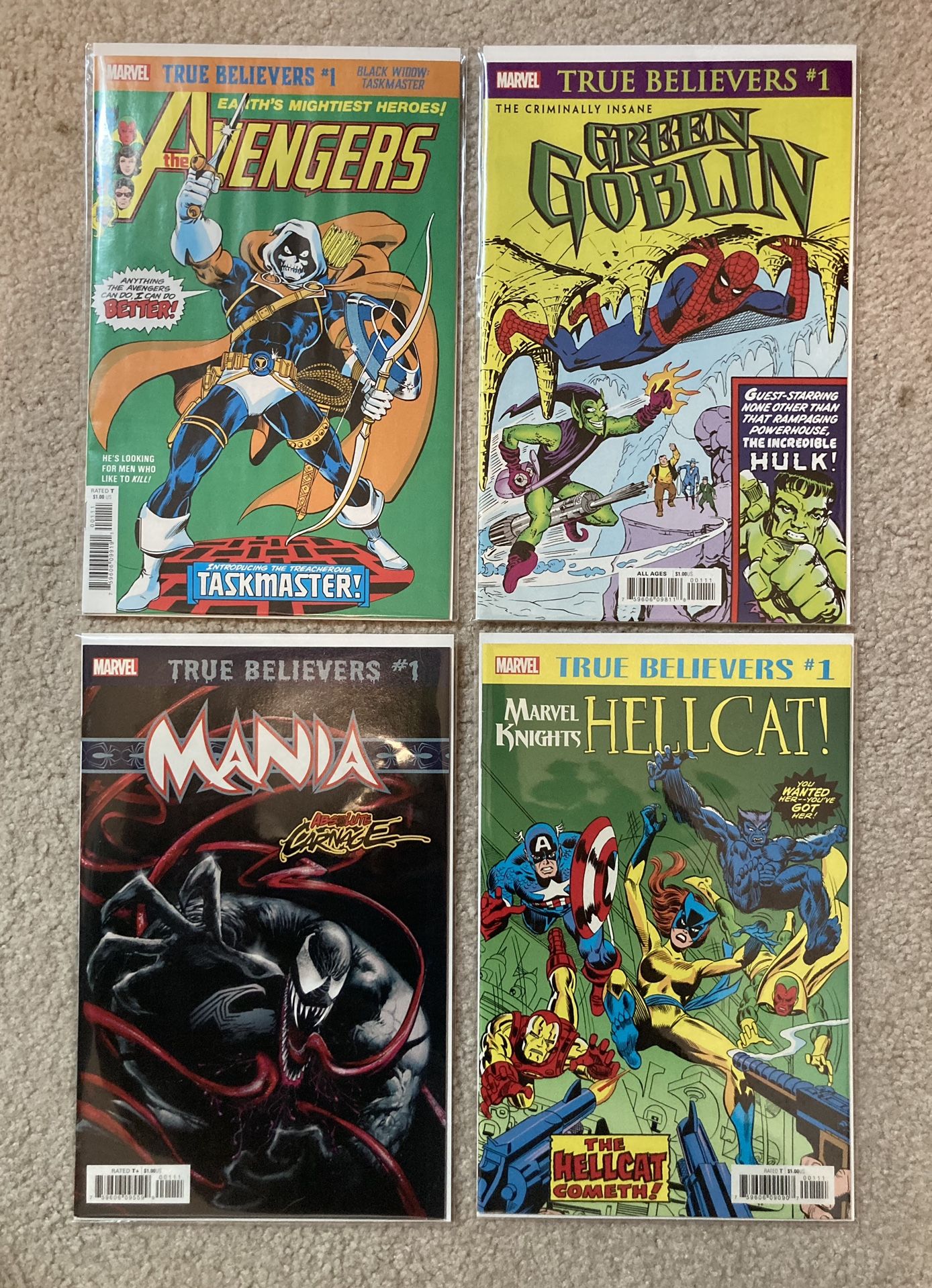 Lot Of 4 Marvel Comics TRUE BELIEVERS Comic Books