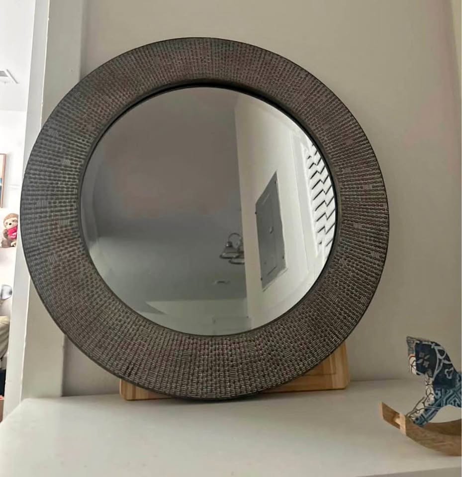 Textured Silver Round Mirror