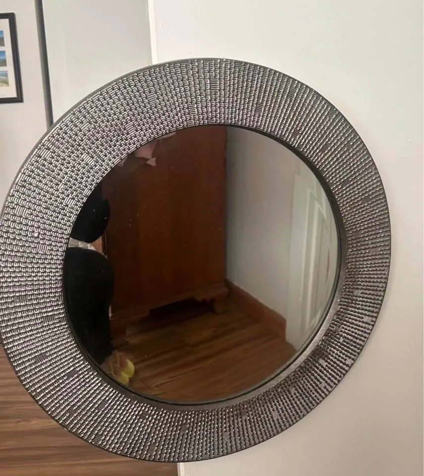 Textured Silver Round Mirror image indicator(2)