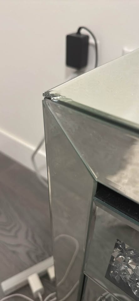 ✨ Mirrored Crystal 3-Drawer Nightstand / Side Table - photo 3