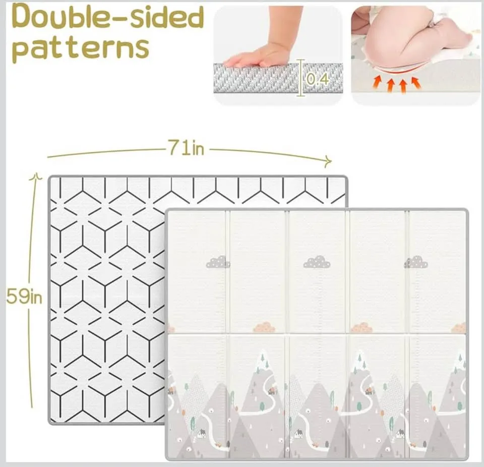 Large Baby Play Mat, 71"x59" Foldable & Reversable Large Baby Ma image indicator(7)