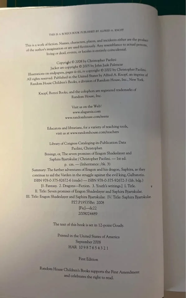 Brisingr (Inheritance Cycle #3) 1st Ed HC/DJ image indicator(5)