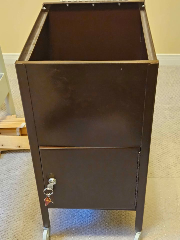 Brown Metal Storage File Cabinet with Wheels - photo 2