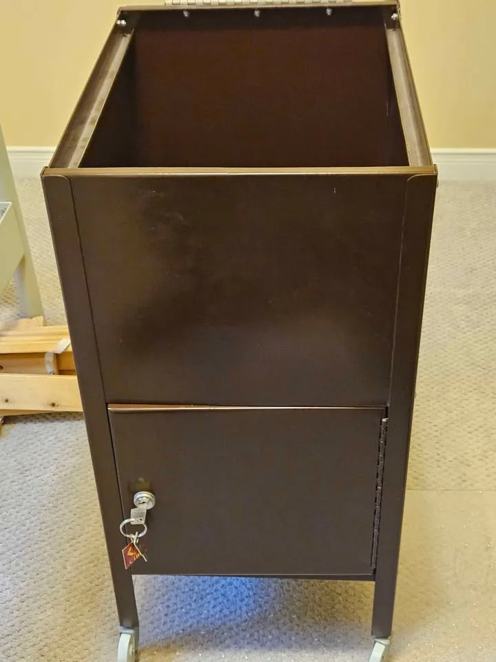 Brown Metal Storage File Cabinet with Wheels image indicator(2)