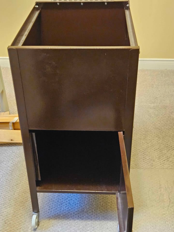 Brown Metal Storage File Cabinet with Wheels - photo 3