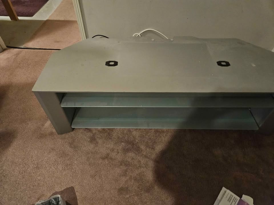 Grey TV Stand with Glass Shelves - photo 3