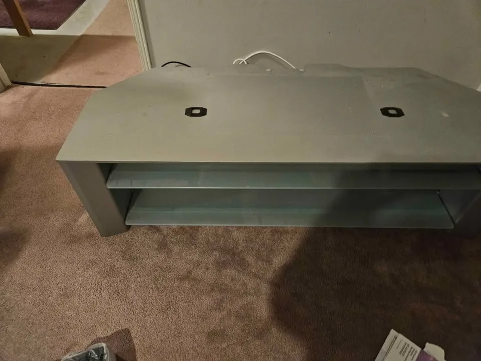 Grey TV Stand with Glass Shelves image indicator(3)