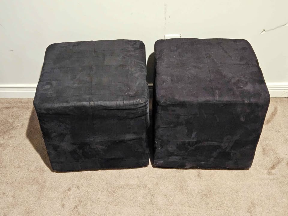 Black Cube Ottoman - Set of 2