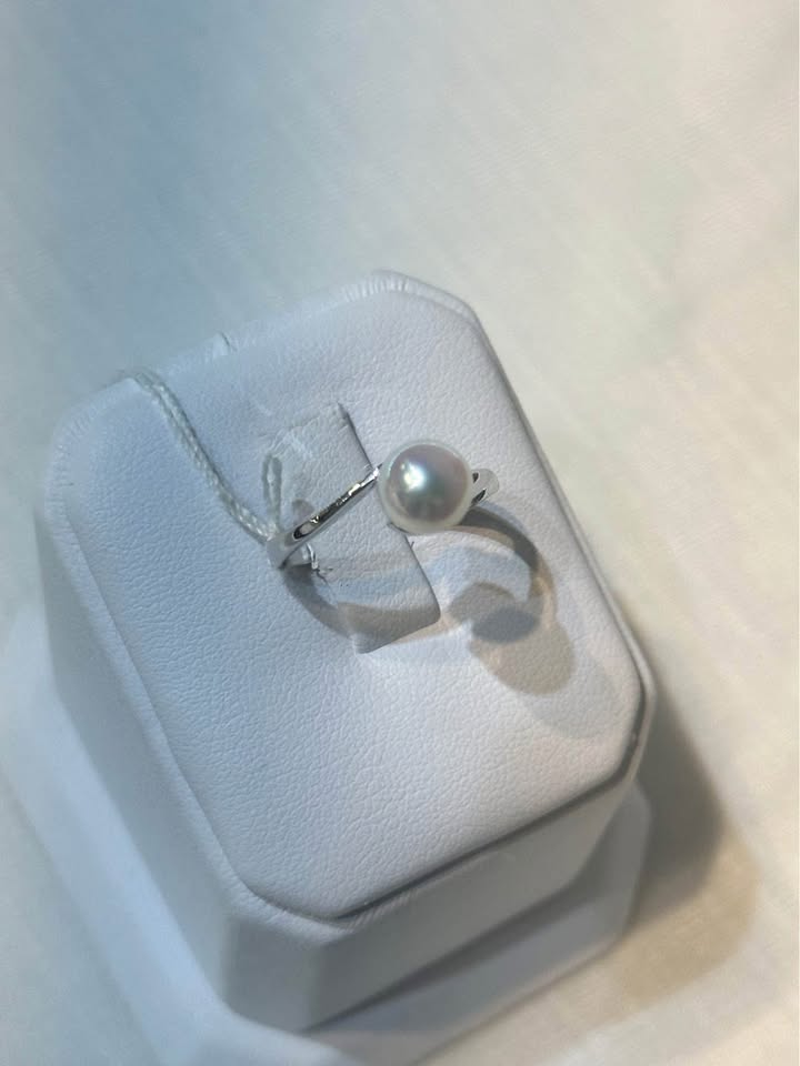 18k White Gold Pearl Ring - Size 5 3/4 - photo 3