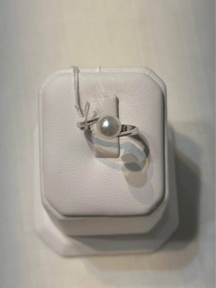 18k White Gold Pearl Ring - Size 5 3/4 - photo 4