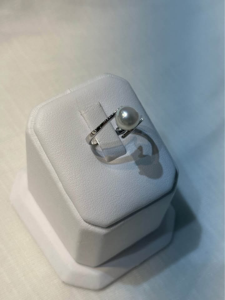 18k White Gold Pearl Ring - Size 6 3/4 - photo 4