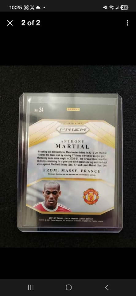 2021-22 Panini Prizm EPL Anthony Martial Brilliance